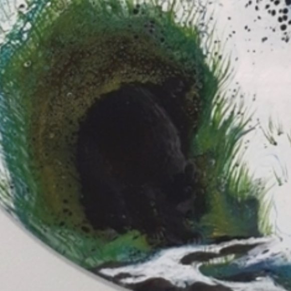 Hand Crafted Bear Vinyl Record Painting Mountain Acrylic Fluid Wall Art Upcycle - Picture 3 of 8